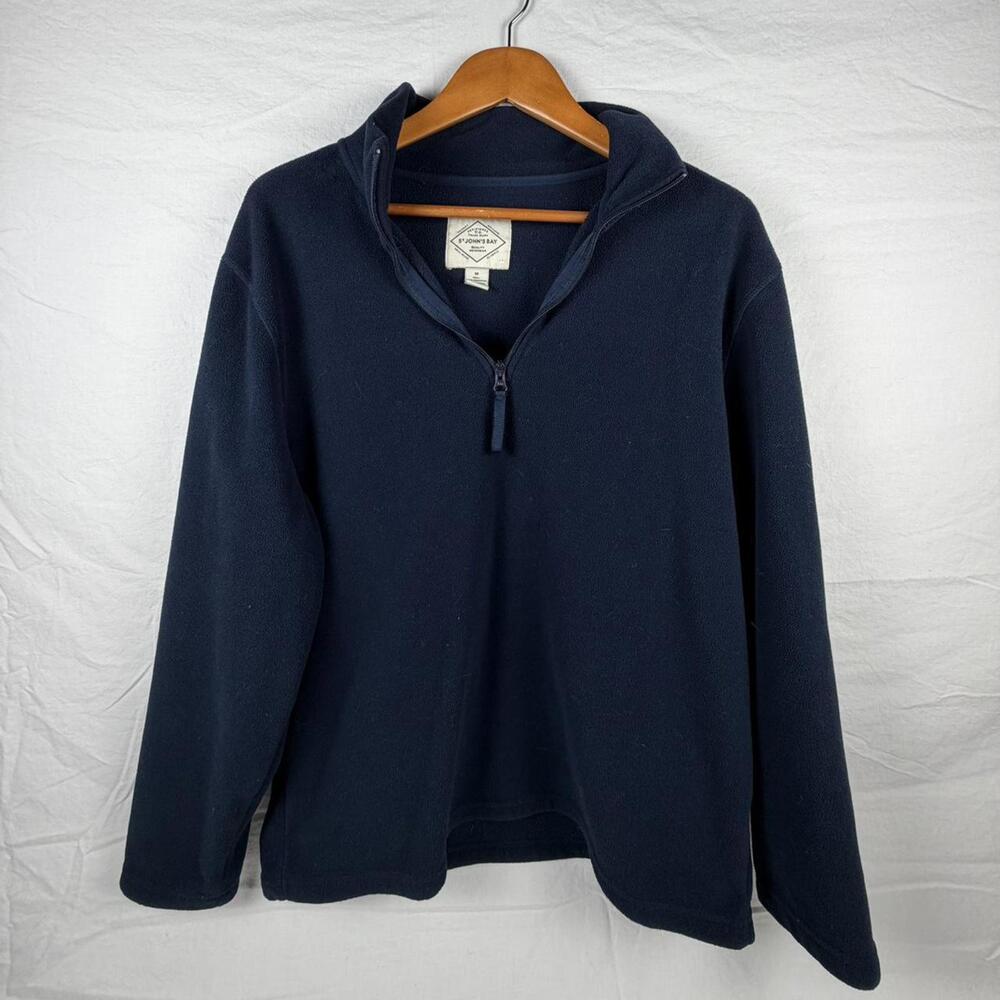 St. John's Bay navy blue quarter zip fleece sweatshirt  #loungewear #outdoor